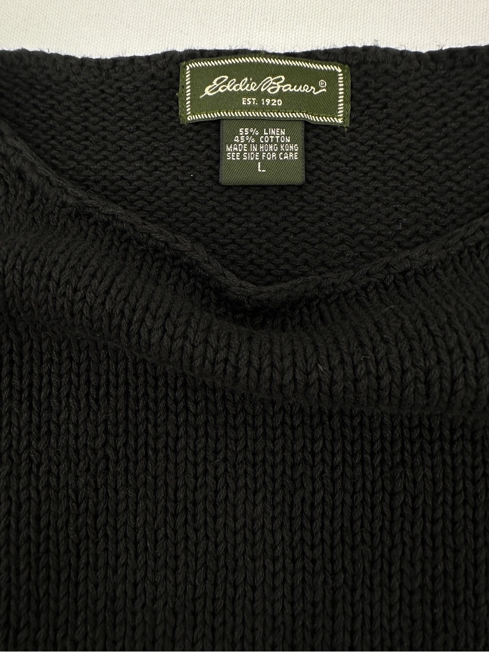 Vintage Eddie Bauer Black Linen Cotton Blend Sleeveless Knit Sweater Tank - Picture 4 of 10